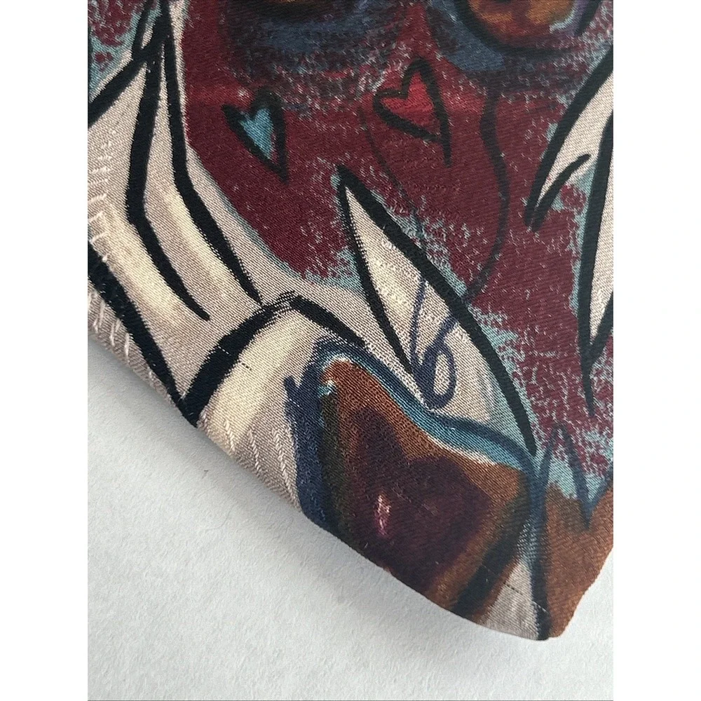 VTG The Beatles Abstract Pattern 100% Silk Tie Made In USA Hide Your Love Away